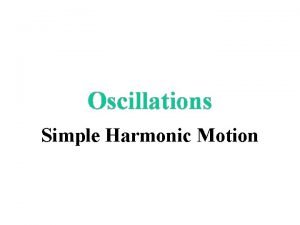 Oscillations Simple Harmonic Motion Simple Harmonic Motion Simple