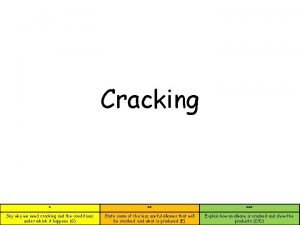 Cracking Say why we need cracking and the