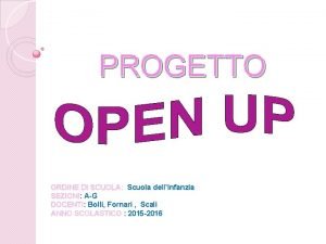 PROGETTO ORDINE DI SCUOLA Scuola dellInfanzia SEZIONI AG