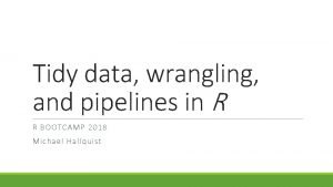 Tidy data wrangling and pipelines in R R