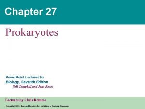 Chapter 27 Prokaryotes Power Point Lectures for Biology