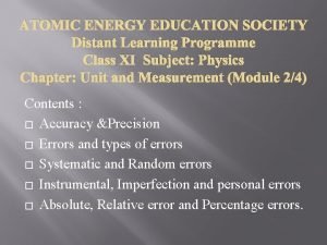 ATOMIC ENERGY EDUCATION SOCIETY Distant Learning Programme Class