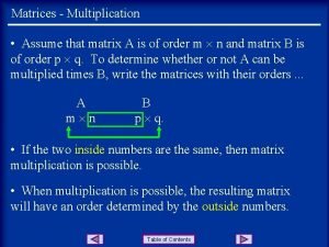 Matrix multiplication table