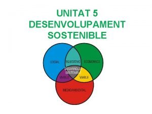 UNITAT 5 DESENVOLUPAMENT SOSTENIBLE NDEX El nostre present