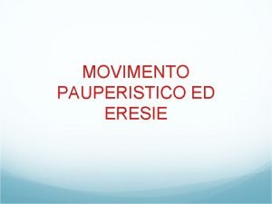 Movimento pauperistico