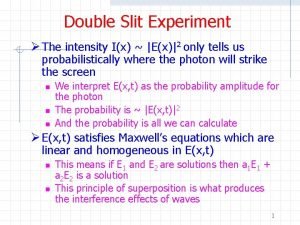 Double Slit Experiment The intensity Ix Ex2 only