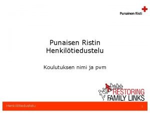 Punaisen Ristin Henkiltiedustelu Koulutuksen nimi ja pvm Henkiltiedustelu