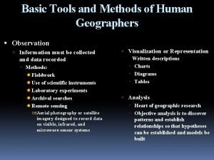 Basic Tools and Methods of Human Geographers Observation