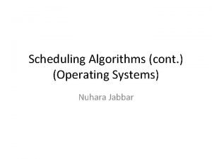 Scheduling Algorithms cont Operating Systems Nuhara Jabbar Priority