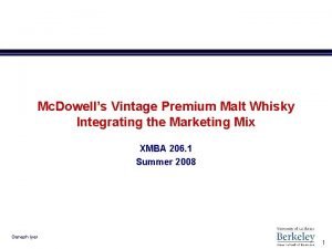 Mc Dowells Vintage Premium Malt Whisky Integrating the