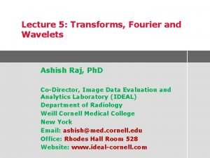 Lecture 5 Transforms Fourier and Wavelets Ashish Raj