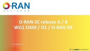 ORANSC release A B WG 1 OAM O