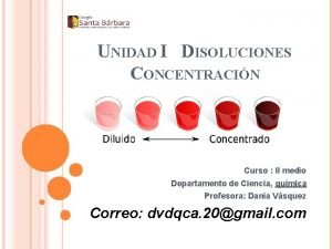 UNIDAD I DISOLUCIONES CONCENTRACIN Curso II medio Departamento