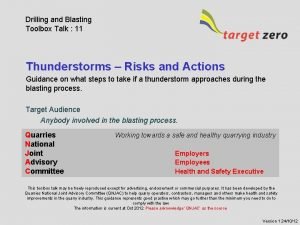 Drilling and Blasting Toolbox Talk 11 Thunderstorms Risks