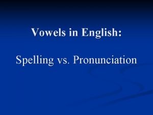 Vowels in English Spelling vs Pronunciation IPA Symbol