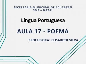 SECRETARIA MUNICIPAL DE EDUCAO SME NATAL Lngua Portuguesa