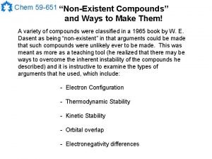 Chem 59 651 NonExistent Compounds and Ways to