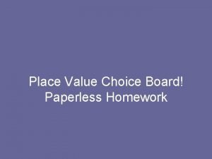 Place value choice board