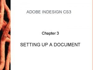 ADOBE INDESIGN CS 3 Chapter 3 SETTING UP