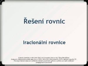 Iracionální rovnice příklady