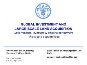 Large scale global investment