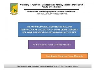 University of Agronomic Sciences and Veterinary Medicine of