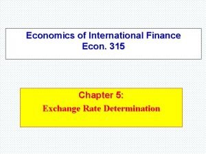 Economics of International Finance Econ 315 Chapter 5