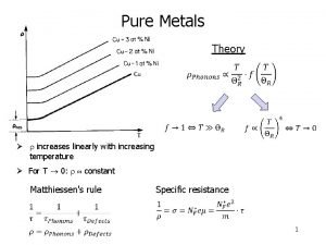 Pure Metals Theory increases linearly with increasing temperature