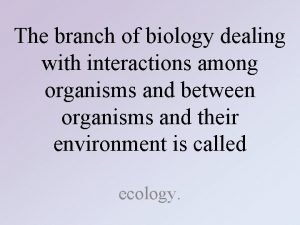 The branch of biology dealing with interactions among