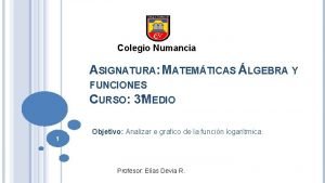 Colegio Numancia ASIGNATURA MATEMTICAS LGEBRA Y FUNCIONES CURSO