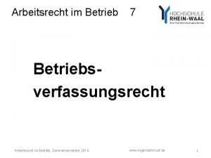 Arbeitsrecht im Betrieb 7 Betriebsverfassungsrecht Arbeitsrecht im Betrieb