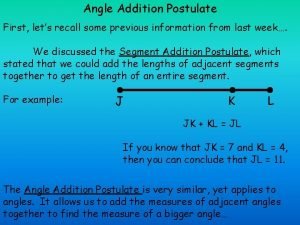 Angle addition postulate example