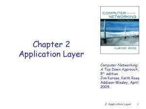 Chapter 2 Application Layer Computer Networking A Top