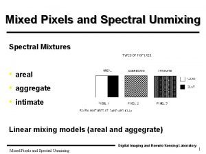 Mixed Pixels and Spectral Unmixing Spectral Mixtures areal