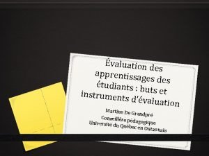 valuation des apprentissa ges des tudiants b u