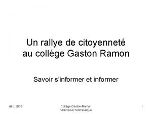 Un rallye de citoyennet au collge Gaston Ramon