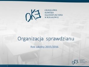 Organizacja sprawdzianu Rok szkolny 20152016 1 Organizacja sprawdzianu