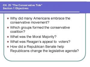 CH 25 The Conservative Tide Section 1 Objectives