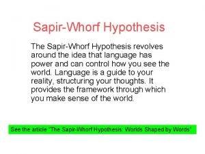 Linguistic relativity hypothesis