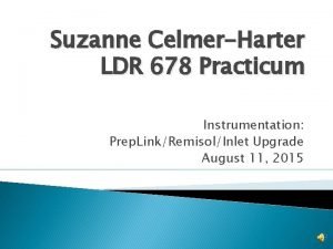 Suzanne CelmerHarter LDR 678 Practicum Instrumentation Prep LinkRemisolInlet