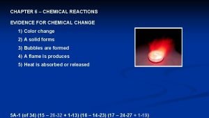CHAPTER 6 CHEMICAL REACTIONS EVIDENCE FOR CHEMICAL CHANGE