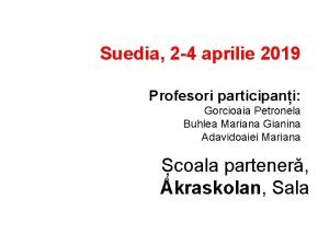 Suedia 2 4 aprilie 2019 Profesori participani Gorcioaia