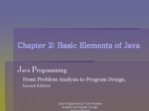 Basic elements of java