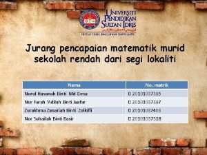 Jurang pencapaian matematik murid sekolah rendah dari segi