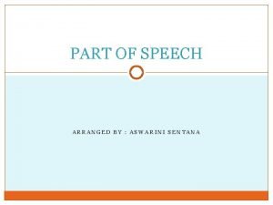 PART OF SPEECH ARRANGED BY ASWARINI SENTANA Part