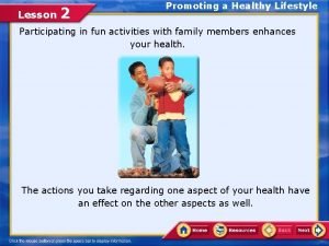 Lesson 2 Promoting a Healthy Lifestyle Participating in