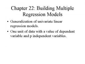 Chapter 22 Building Multiple Regression Models Generalization of