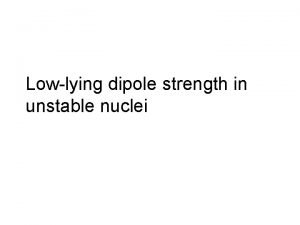 Lowlying dipole strength in unstable nuclei References 1