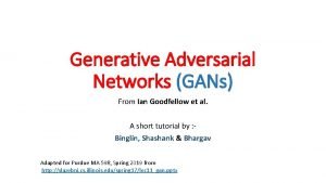 Generative Adversarial Networks GANs From Ian Goodfellow et