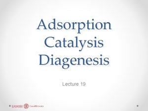 Adsorption Catalysis Diagenesis Lecture 19 Langmuir Isotherm is
